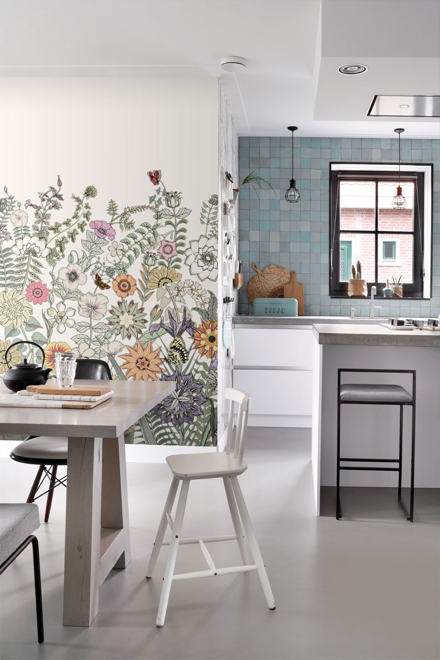 Květinová vliesová obrazová tapeta na zeď, 159107, Vintage Flowers,  Esta Home