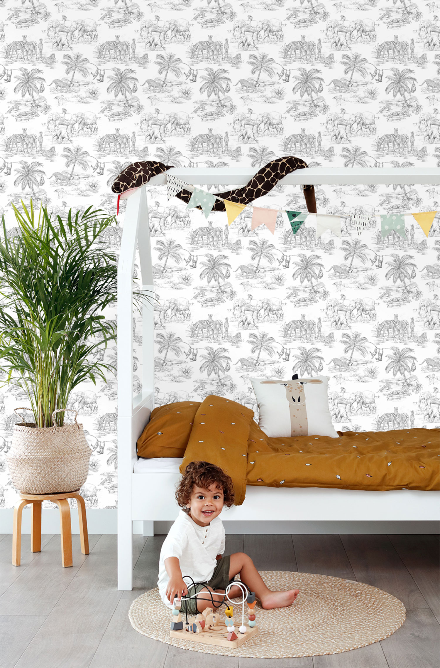 Černo-bílá vliesová tapeta na zeď, Zvířata, 139534, To the Moon and Back, Esta Home