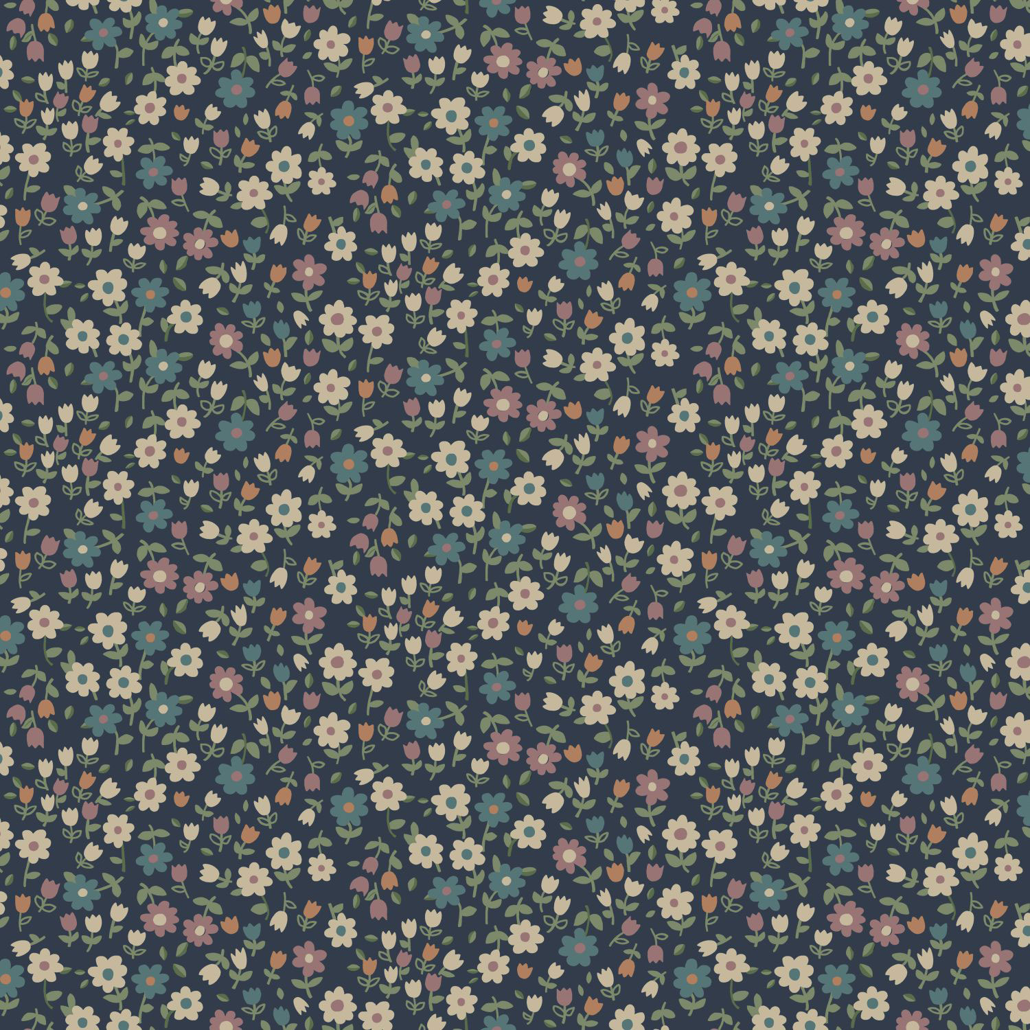 Modrá květinová vliesová tapeta na zeď, 139471, To the Moon and Back, Esta Home