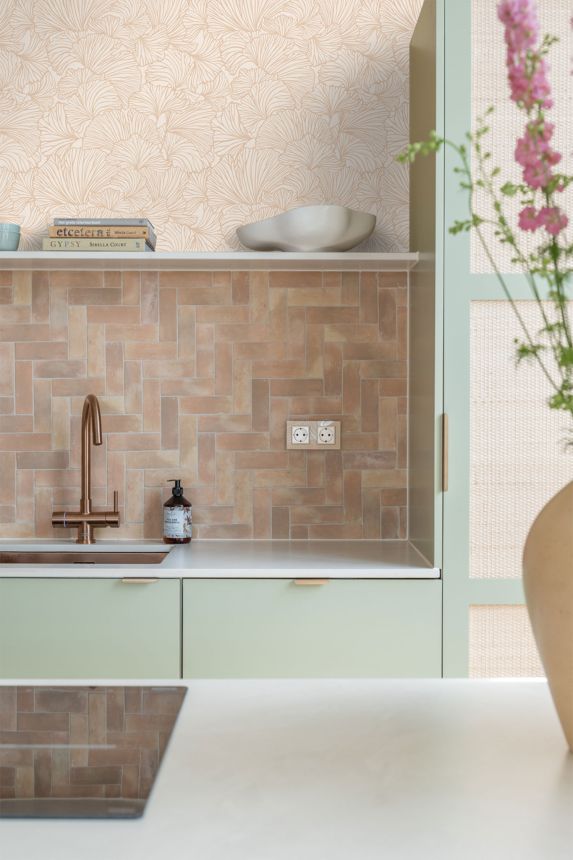 Vliesová tapeta na zeď, listy, béžová, 139488, Bloom, To the Moon and Back, Esta Home