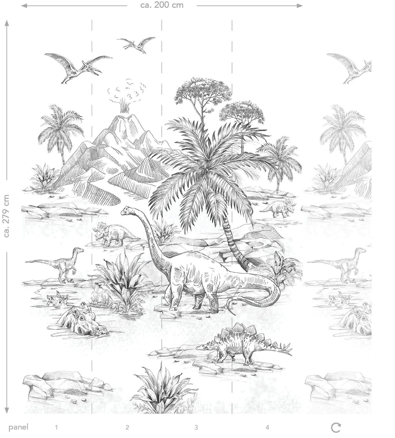 Dětská vliesová fototapeta s dinosaury, 159237, To the Moon and Back, Esta Home