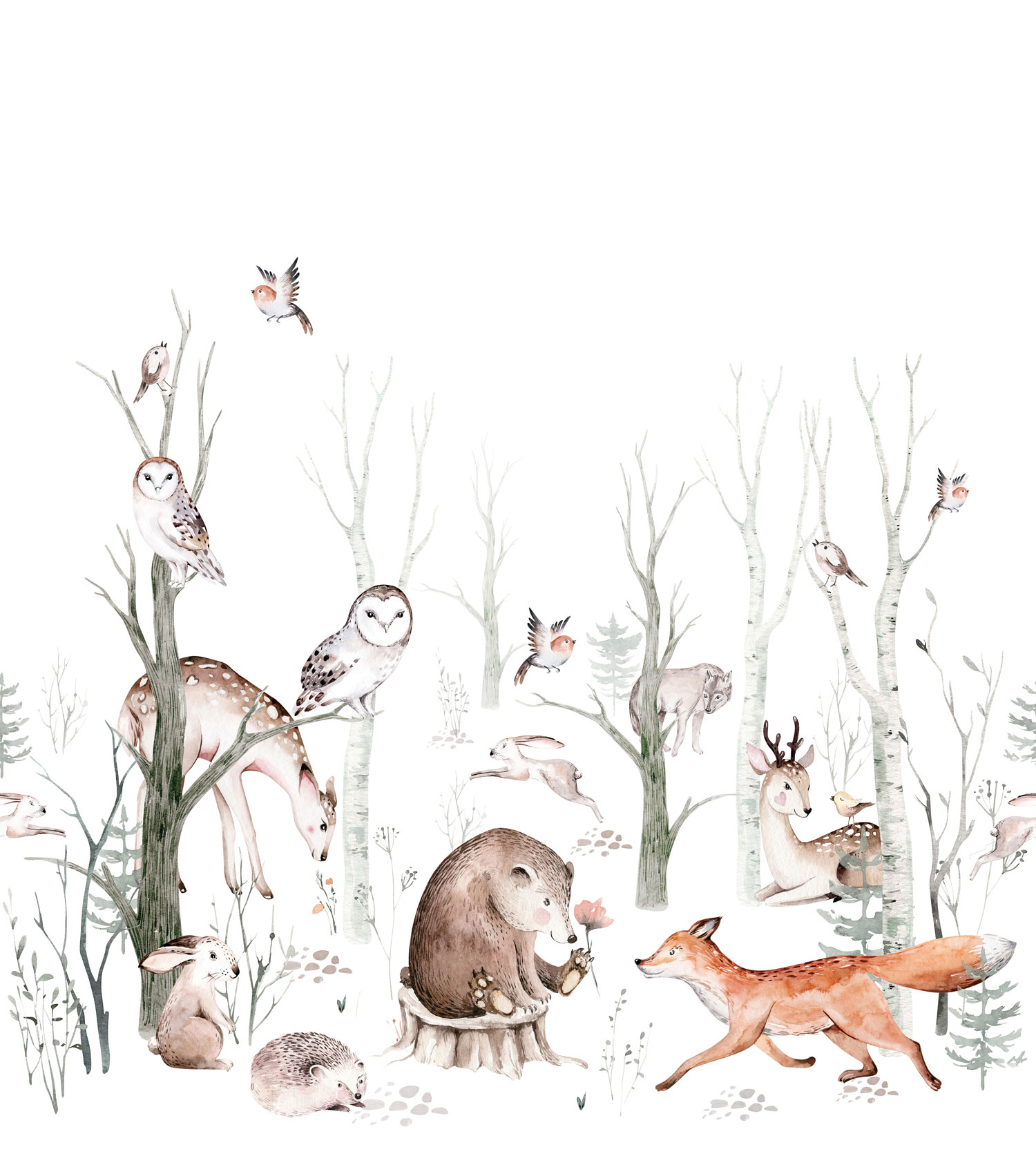 Dětská vliesová fototapeta s lesními zvířátky, 159240, To the Moon and Back, Esta Home