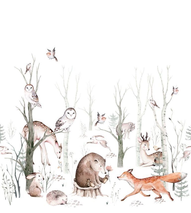 Dětská vliesová fototapeta s lesními zvířátky, 159240, To the Moon and Back, Esta Home