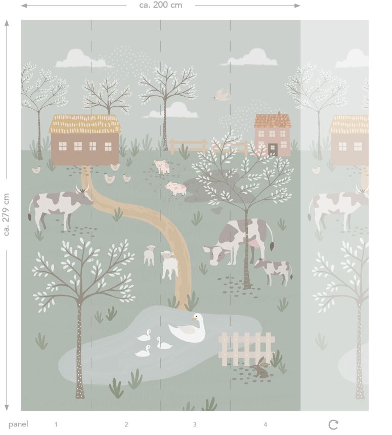 Dětská vliesová fototapeta na zeď, zvířátka ze statku, 159242, To the Moon and Back, Esta Home