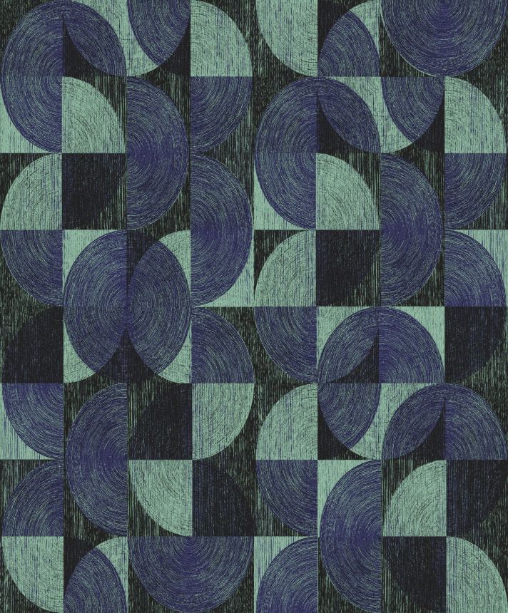 Modro-zelená geometrická vliesová tapeta na zeď, SPI005, Spirit of Nature, Khroma by Masureel