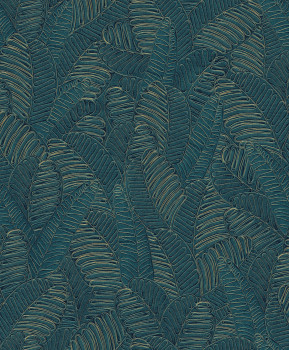 Modro-zlatá vliesová tapeta s listy, SPI101, Spirit of Nature, Khroma by Masureel