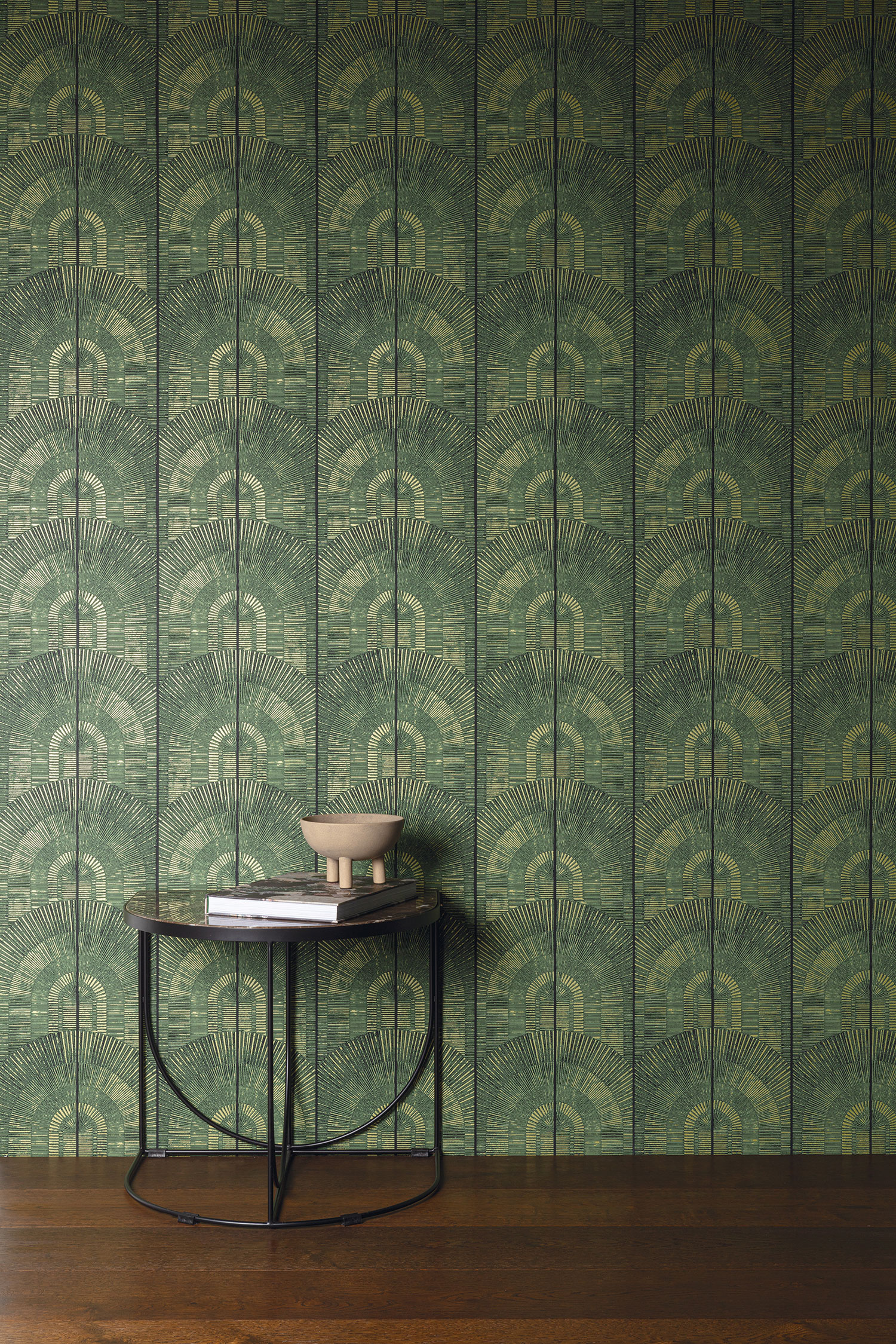 Luxusní zeleno-zlatá vliesová tapeta Art Deco, SPI803, Spirit of Nature, Khroma by Masureel