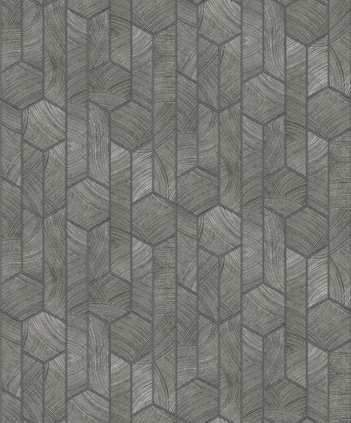 Černo-stříbrná geometrická vliesová tapeta na zeď, SUM101, Summer, Khroma by Masureel