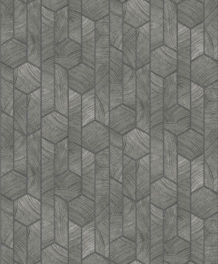 Černo-stříbrná geometrická vliesová tapeta na zeď, SUM101, Summer, Khroma by Masureel