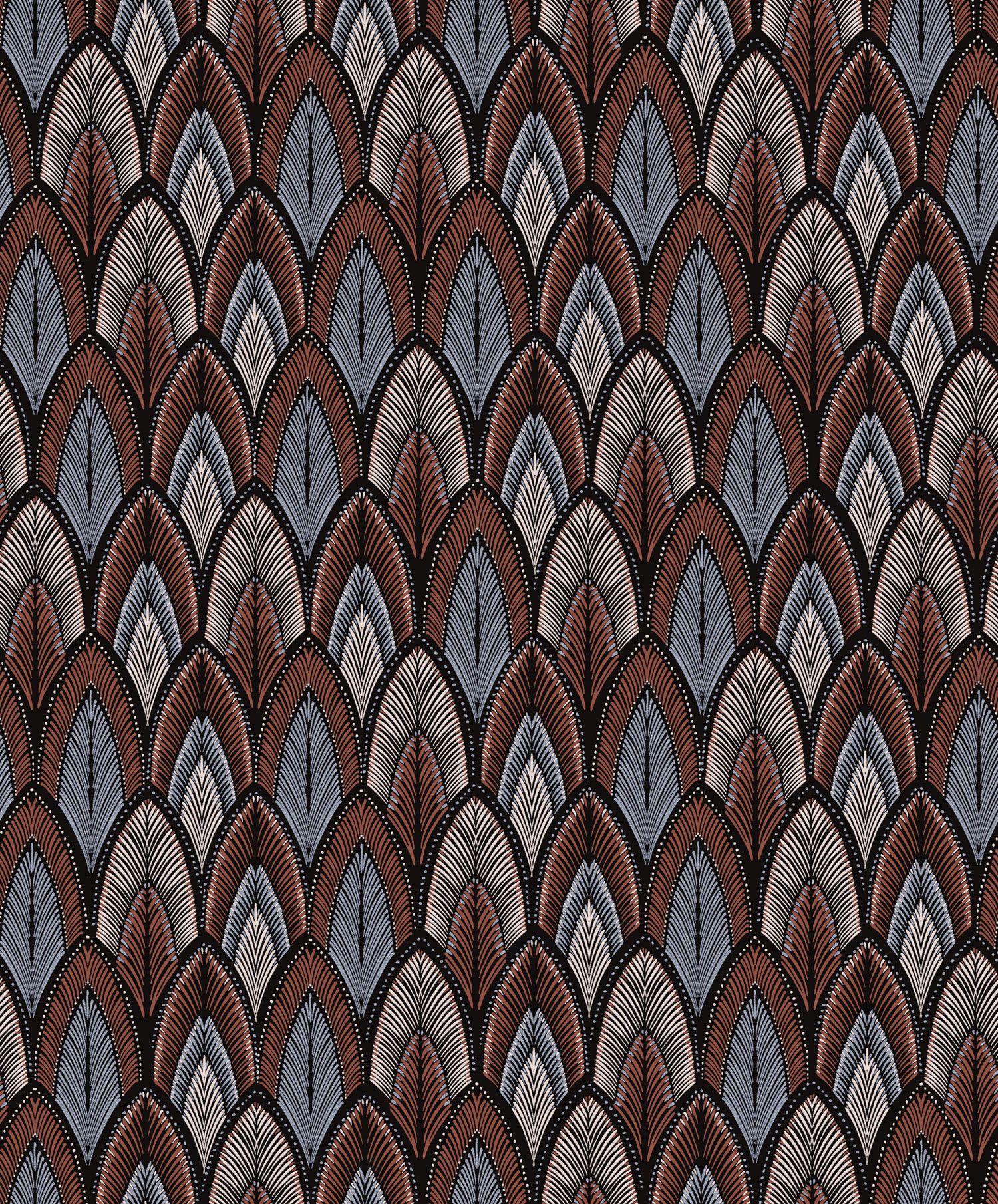 Hnědo-modrá vliesová tapeta s listy, SUM406, Summer, Khroma by Masureel