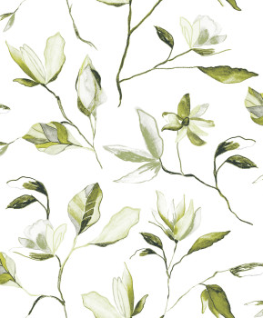 Zelená květinová vliesová tapeta na zeď, ZEN003, Zen, Zoom by Masureel