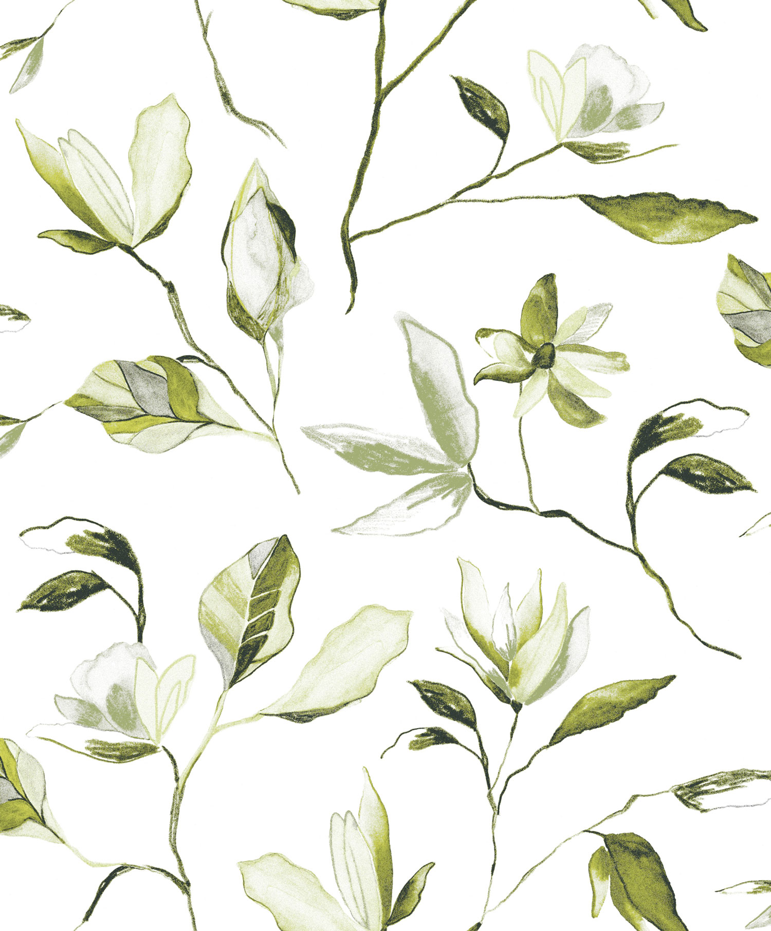 Zelená květinová vliesová tapeta na zeď, ZEN003, Zen, Zoom by Masureel