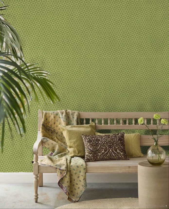 Zelená geometrická vliesová tapeta na zeď, ZEN304, Zen, Zoom by Masureel