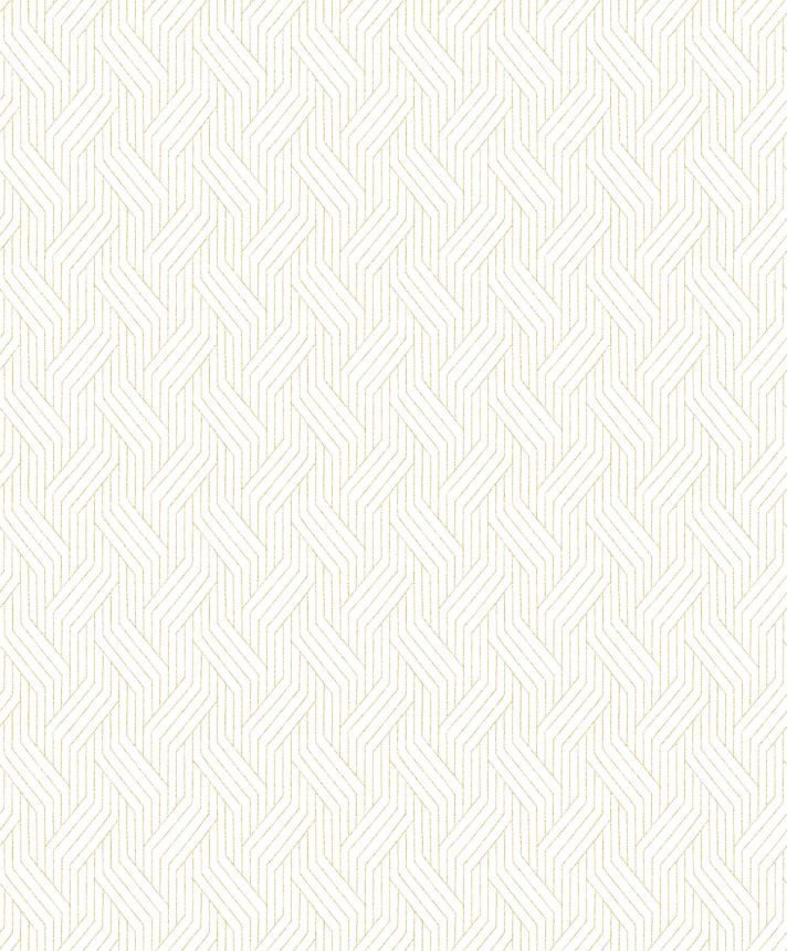 Bílo-zlatá geometrická vliesová tapeta na zeď, ZEN404, Zen, Zoom by Masureel