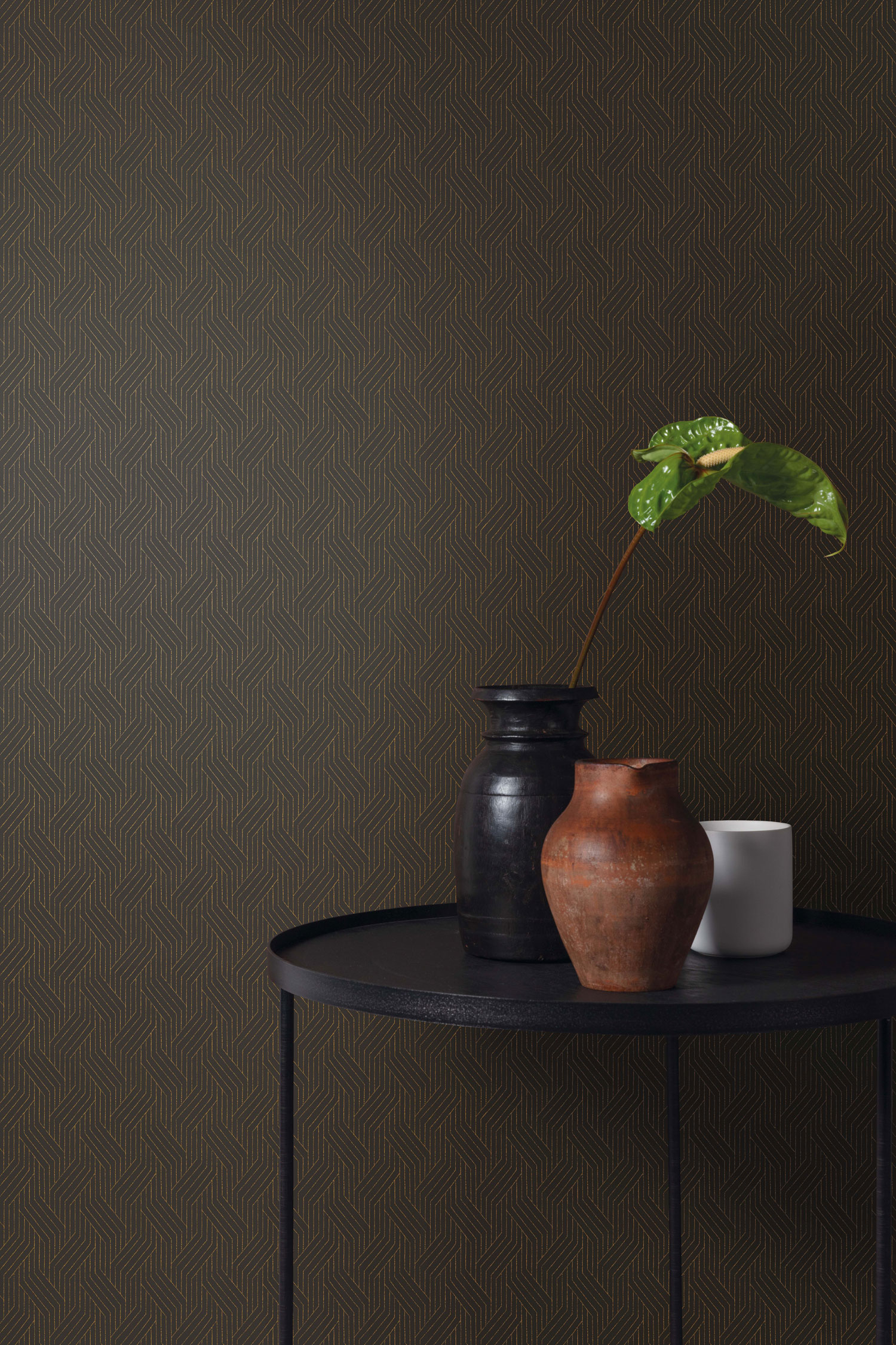 Černá geometrická vliesová tapeta na zeď, ZEN405, Zen, Zoom by Masureel