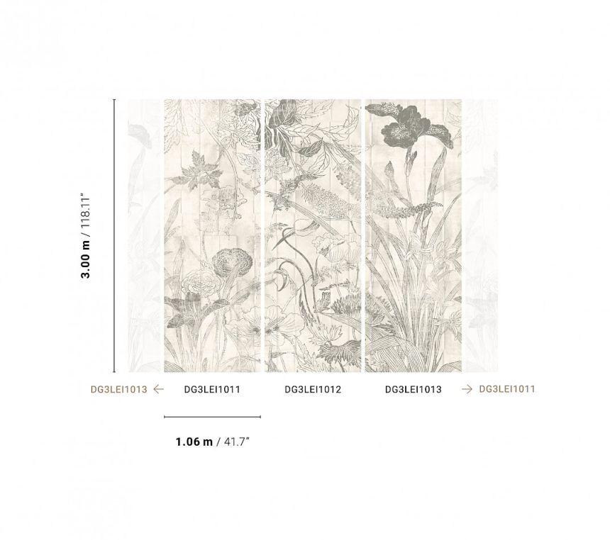 Vliesová fototapeta na zeď, Květiny, listy, DG3LEI1012, Wall Designs III, Khroma by Masureel