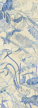 Modrá vliesová fototapeta na zeď, Květiny, listy, DG3LEI1032, Wall Designs III, Khroma by Masureel