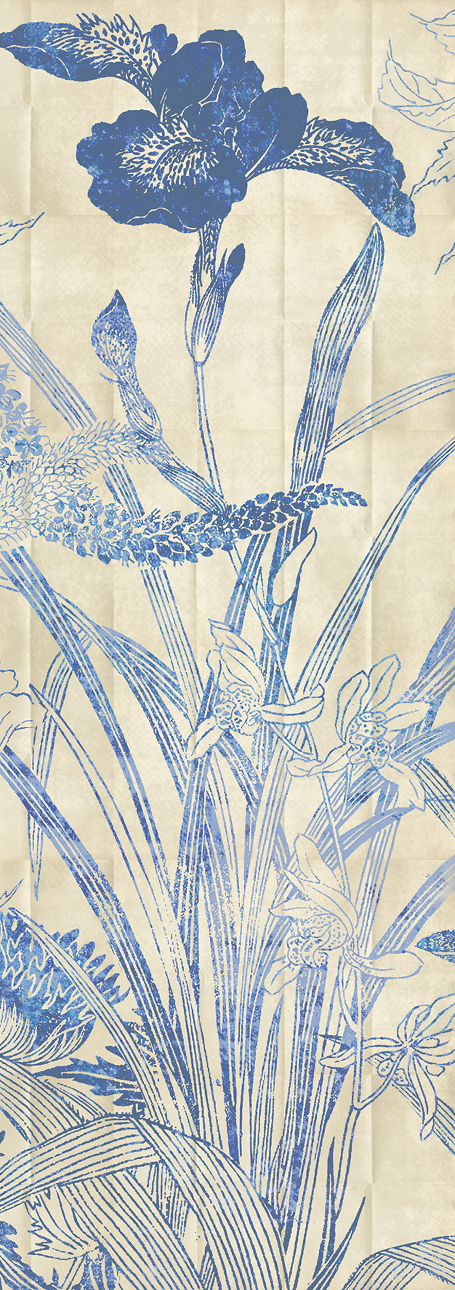 Modrá vliesová fototapeta na zeď, Květiny, listy, DG3LEI1033, Wall Designs III, Khroma by Masureel