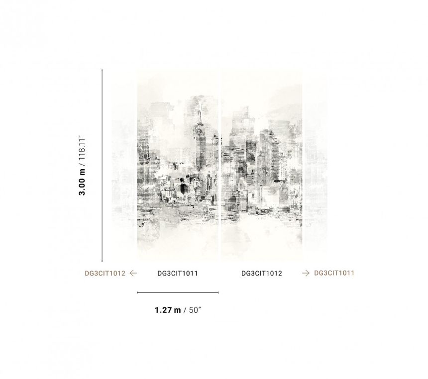 Šedá vliesová fototapeta na zeď, Město, DG3CIT1011, Wall Designs III, Khroma by Masureel