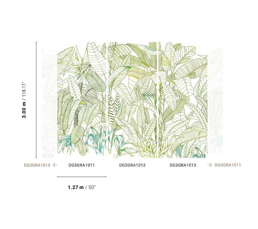 Zelená vliesová fototapeta na zeď, Listy, DG3GRA1012, Wall Designs III, Khroma by Masureel