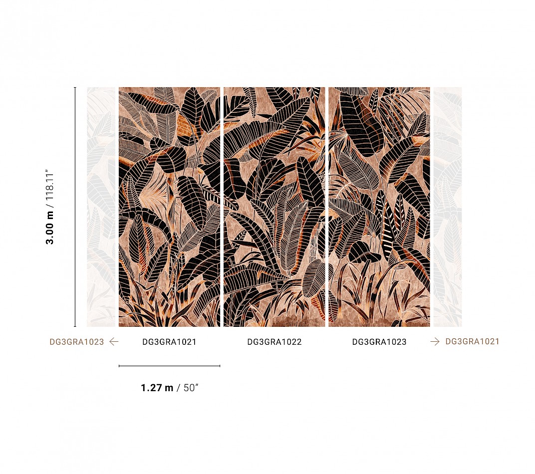 Hnědá vliesová fototapeta na zeď, Listy, DG3GRA1023, Wall Designs III, Khroma by Masureel