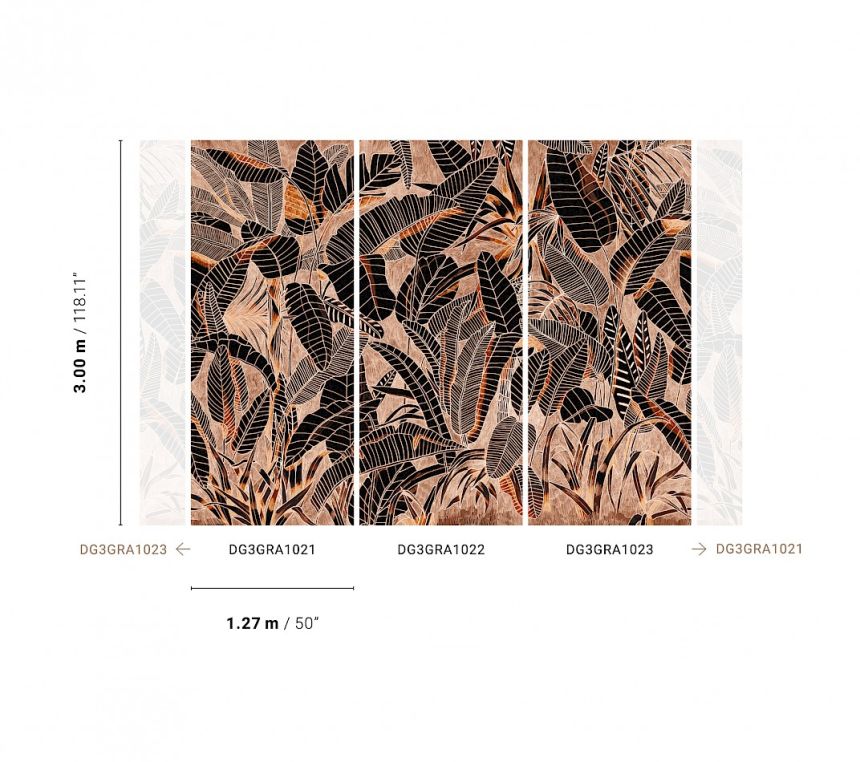Hnědá vliesová fototapeta na zeď, Listy, DG3GRA1023, Wall Designs III, Khroma by Masureel