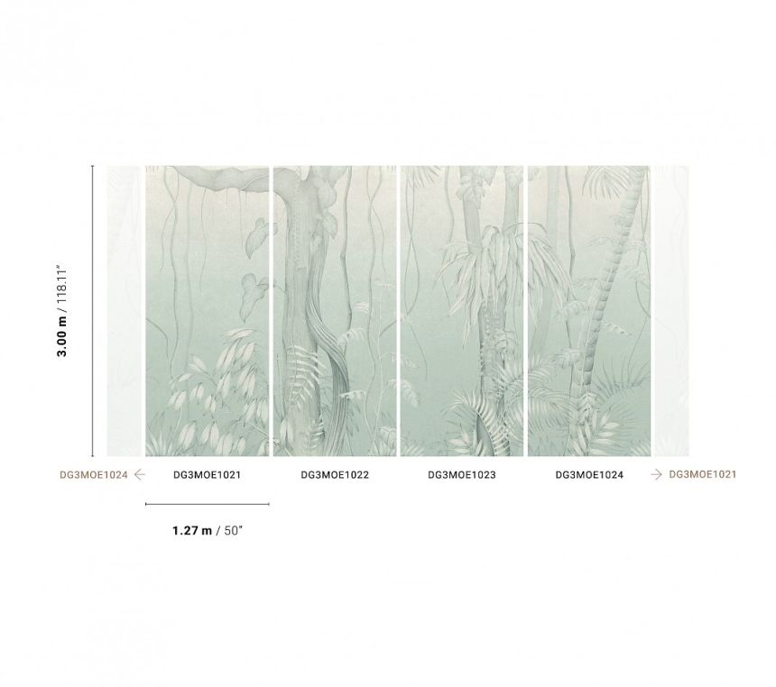 Šedo-modrá vliesová fototapeta na zeď, Listy, stromy, DG3MOE1021, Wall Designs III, Khroma by Masureel