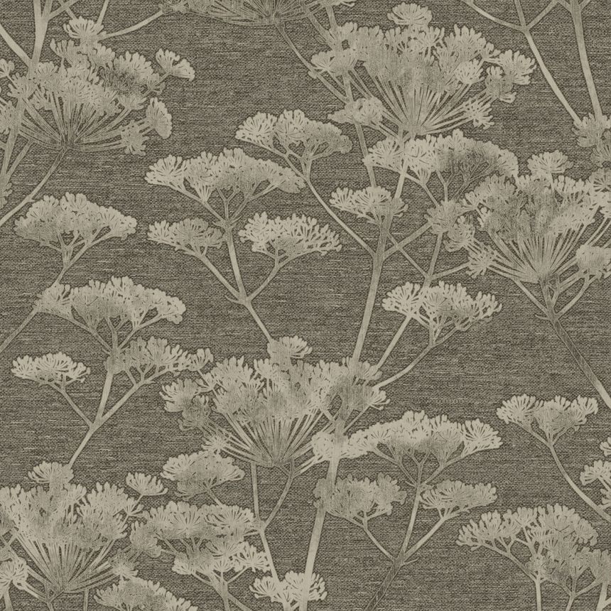 Šedo-stříbrná vliesová tapeta na zeď,  trávy, květiny, 119966, Indulgence, Graham Brown Boutique
