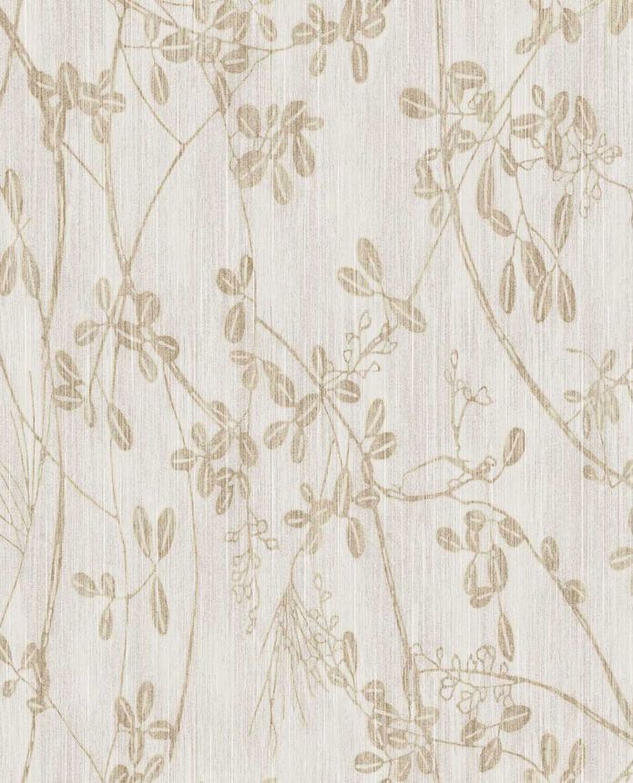 Béžová vliesová tapeta na zeď, větvičky, listy, 333400, Emerald, Eijffinger