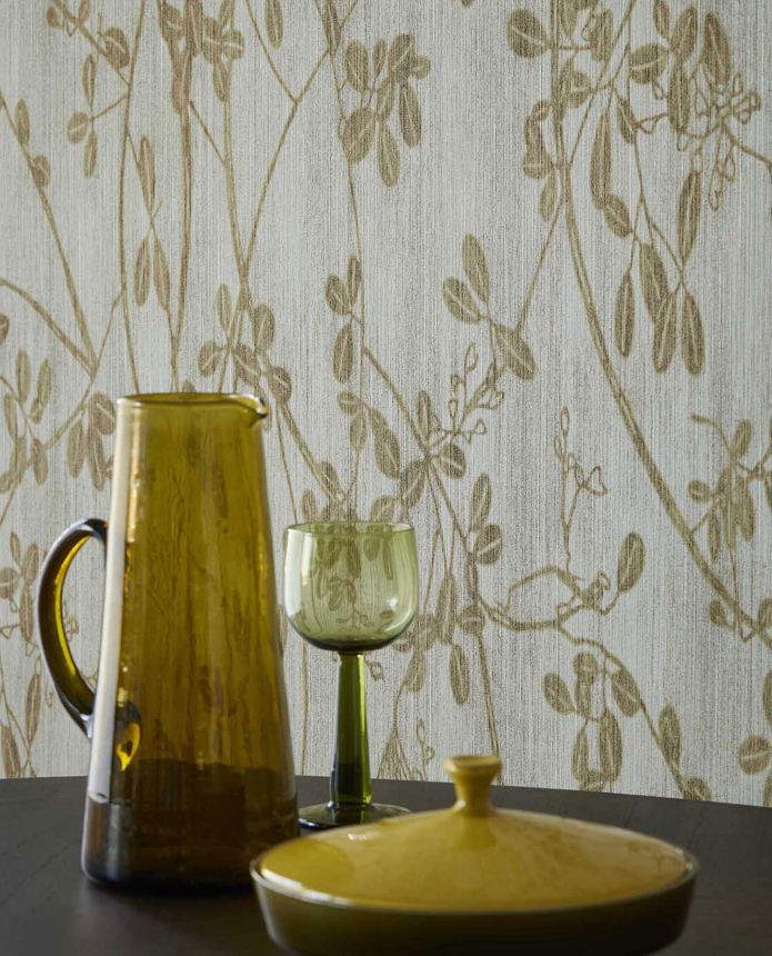 Zeleno-béžová vliesová tapeta s větvičkami a listy, 333401, Emerald, Eijffinger