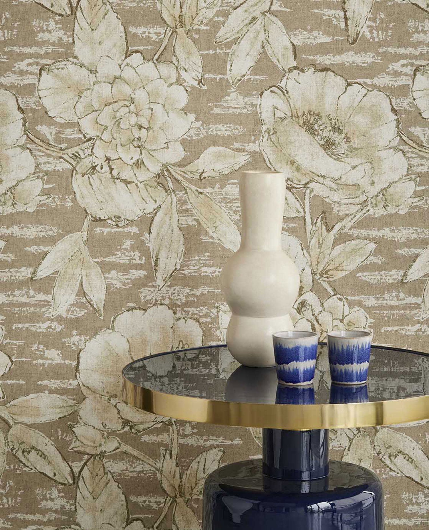 Luxusní šedo-béžová květinová vliesová tapeta na zeď, 333412, Emerald, Eijffinger