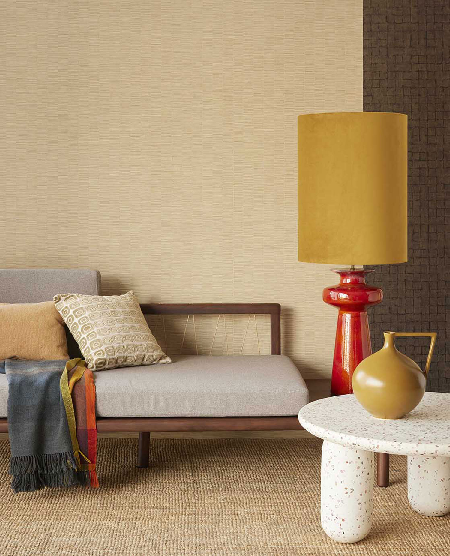 Krémová vliesová tapeta na zeď, imitace bambusu, 333430, Emerald, Eijffinger