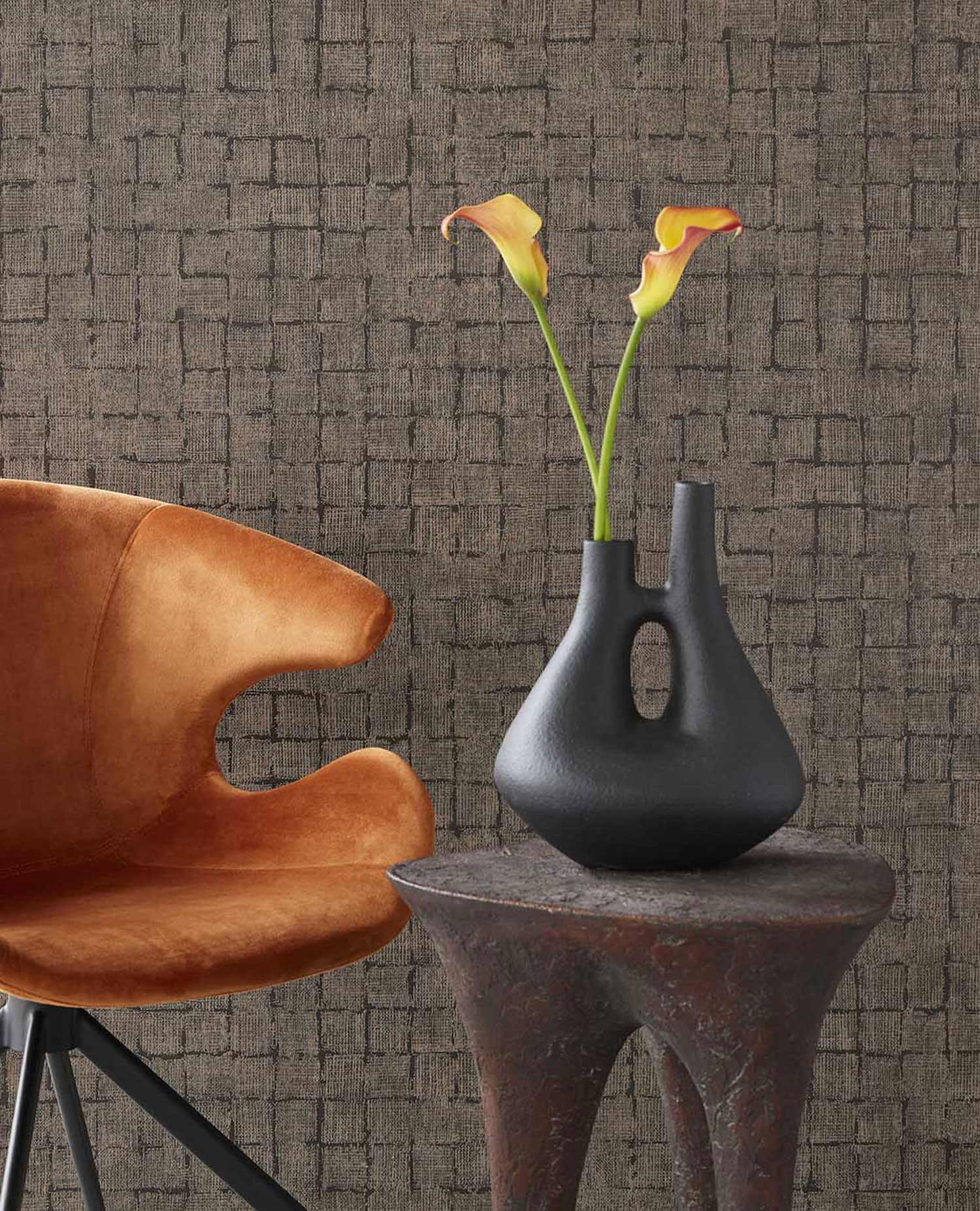 Hnědá vliesová tapeta na zeď, imitace látky, 333458, Emerald, Eijffinger