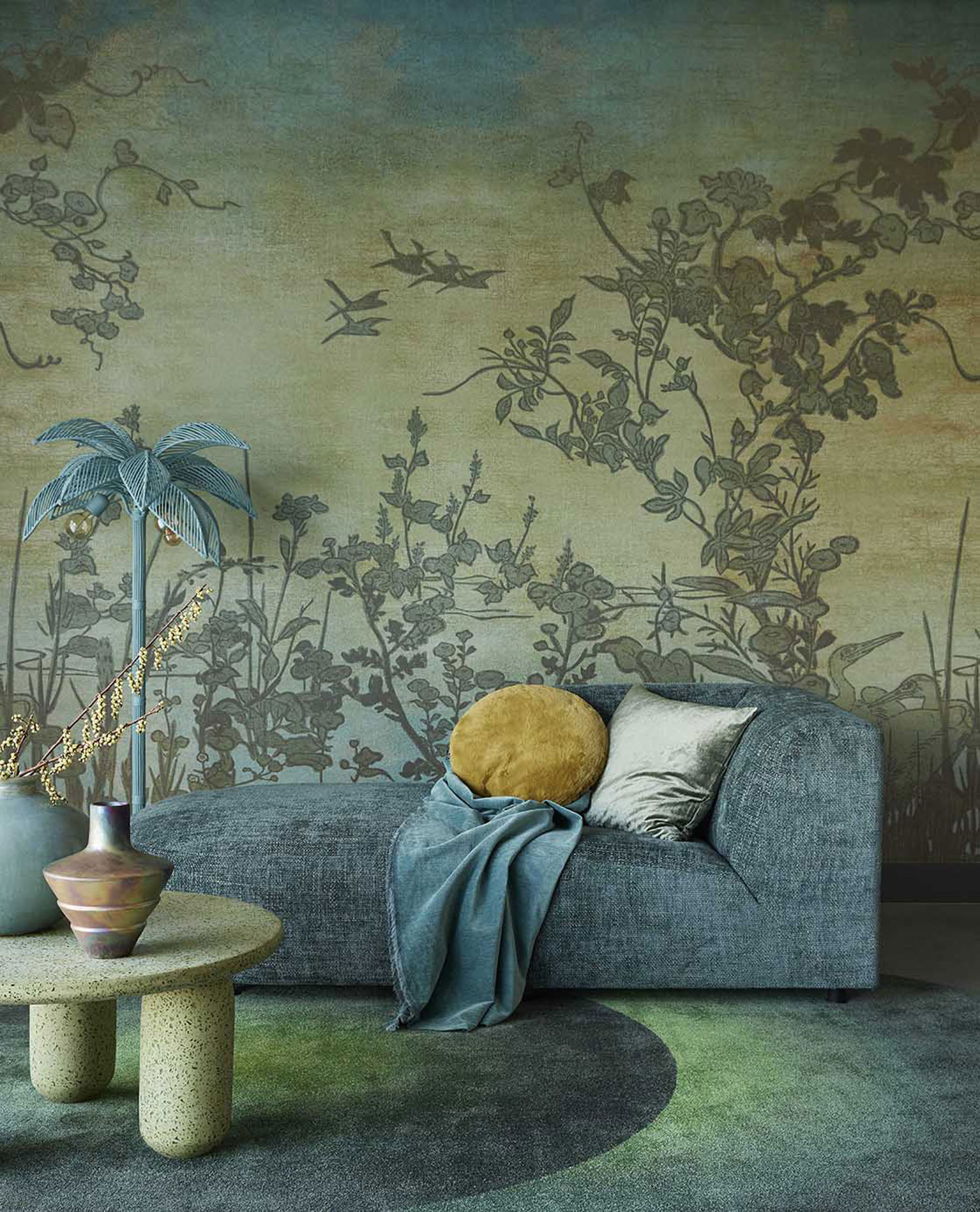 Vliesová fototapeta na zeď, Jeřábi za úsvitu, 333471, Emerald, Eijffinger