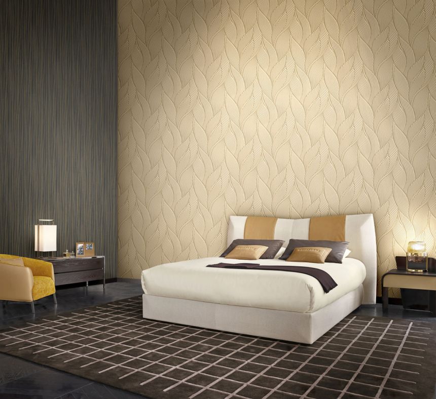 Luxusní šedo-stříbrná vliesová tapeta na zeď, listy,  Z18907, Trussardi 7, Zambaiti Parati