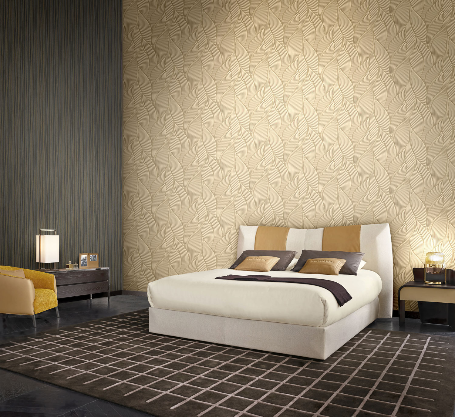 Luxusní šedo-stříbrná vliesová tapeta na zeď, listy,  Z18907, Trussardi 7, Zambaiti Parati