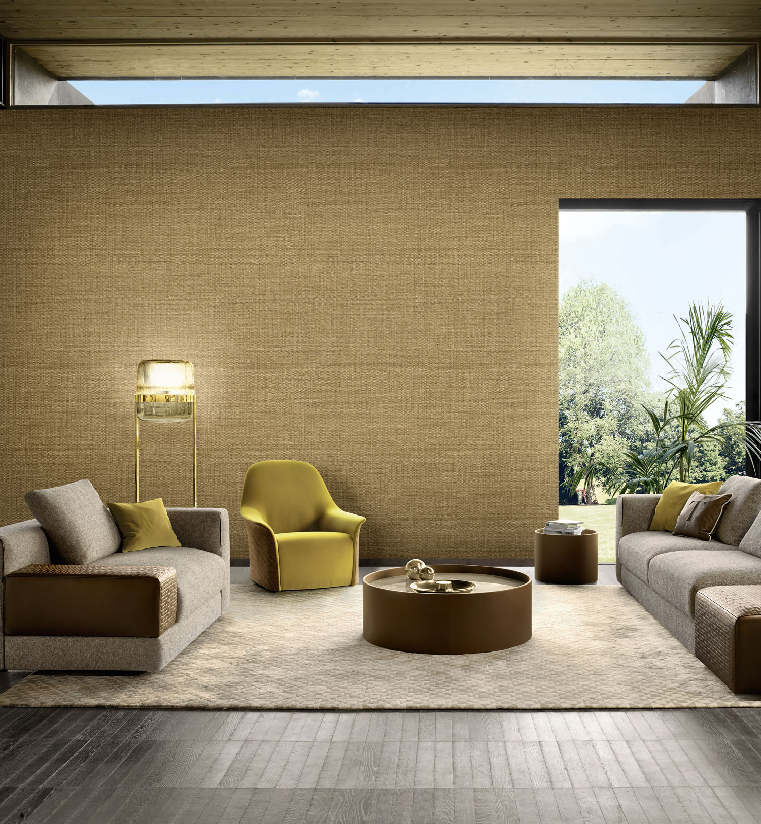 Luxusní zlatá vliesová tapeta na zeď, imitace látky, Z18942, Trussardi 7, Zambaiti Parati