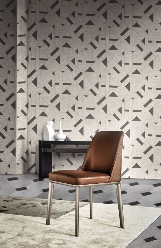 Luxusní šedá geometrická vliesová tapeta na zeď, Z18950, Trussardi 7, Zambaiti Parati