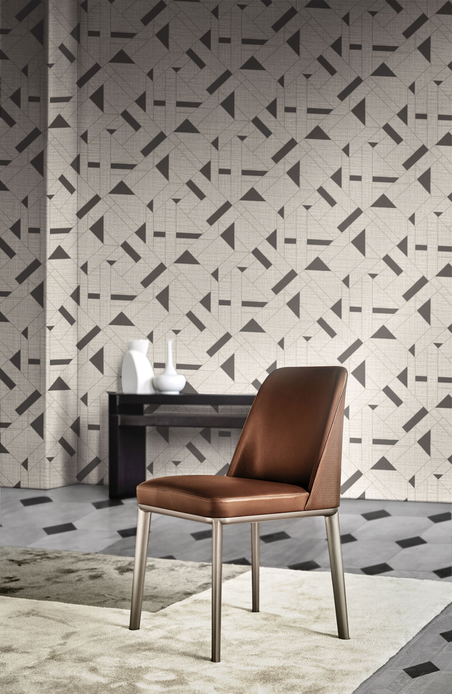 Luxusní šedá geometrická vliesová tapeta na zeď, Z18950, Trussardi 7, Zambaiti Parati