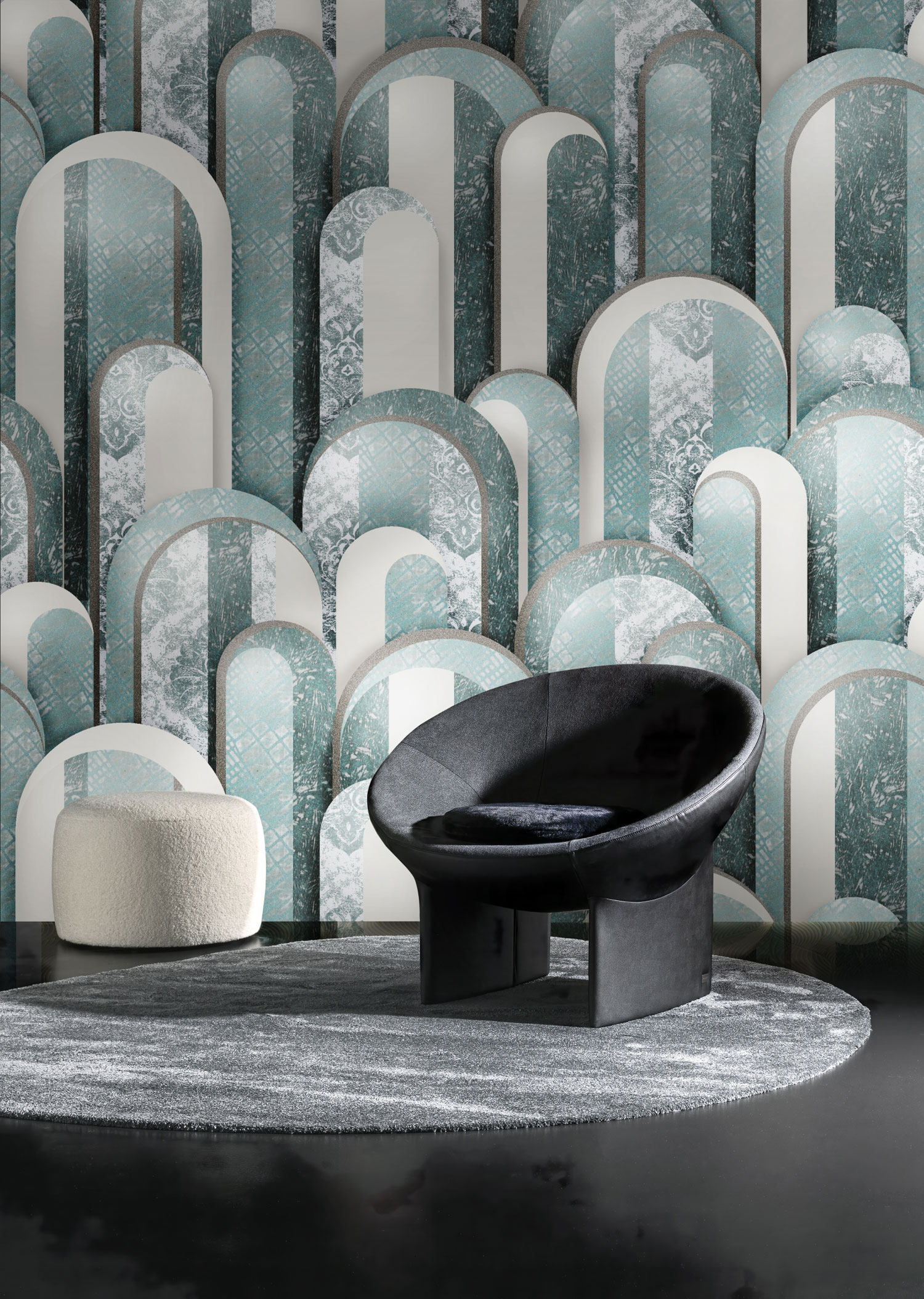 Luxusní geometrická vliesová obrazová tapeta na zeď, arkády, Z18975, Trussardi 7, Zambaiti Parati