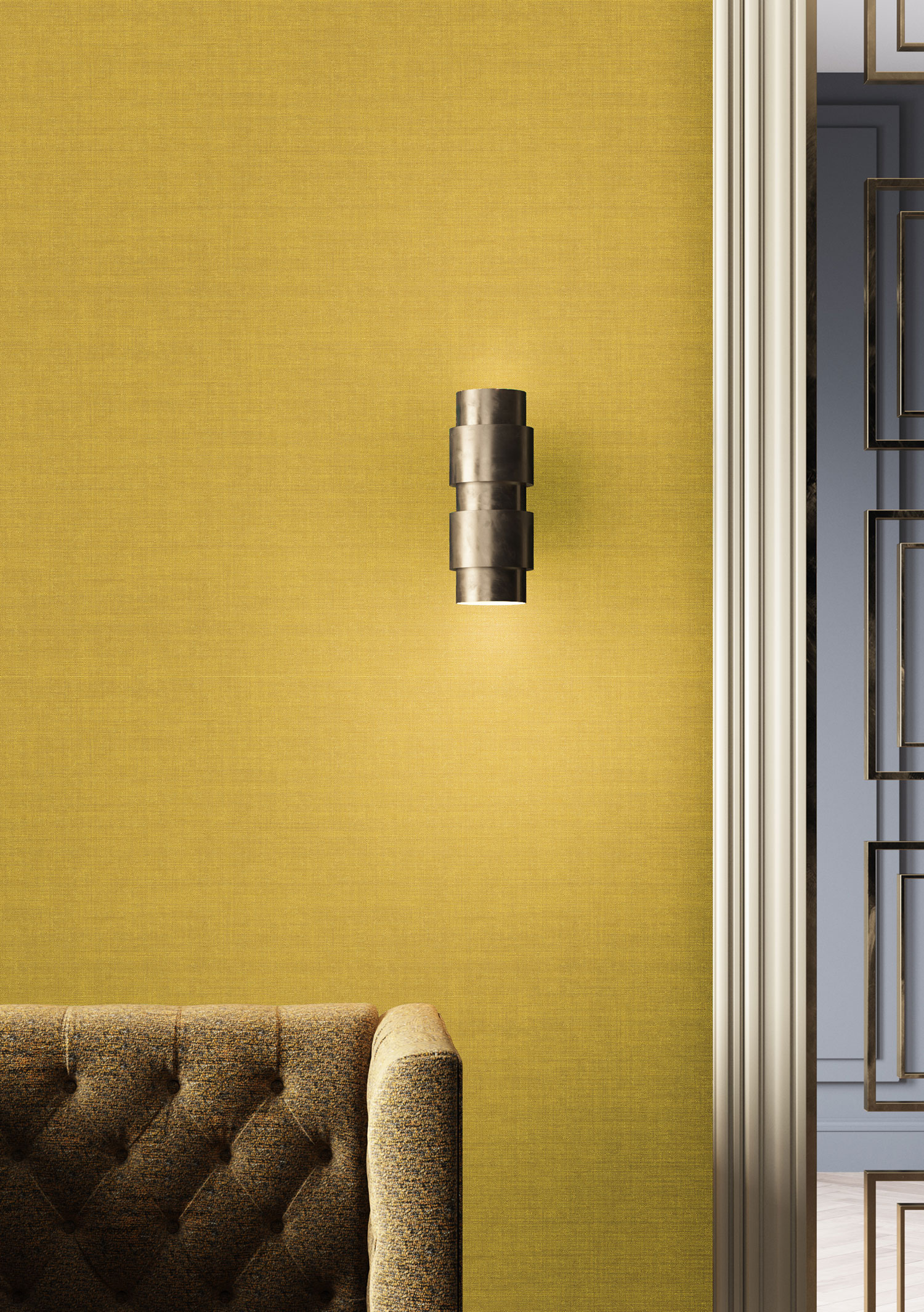 Vliesová tapeta na zeď, zlato-žlutá, imitace látky, FOL905, The Colour Book II, Masureel