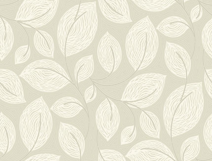 Béžová metalická vliesová tapeta s listy, EV3923, Candice Olson Casual Elegance, York