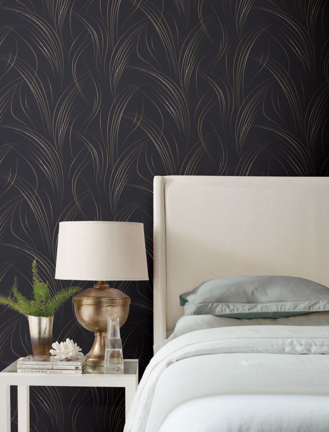 Elegantní černá geometrická vliesová tapeta na zeď, EV3938, Candice Olson Casual Elegance, York