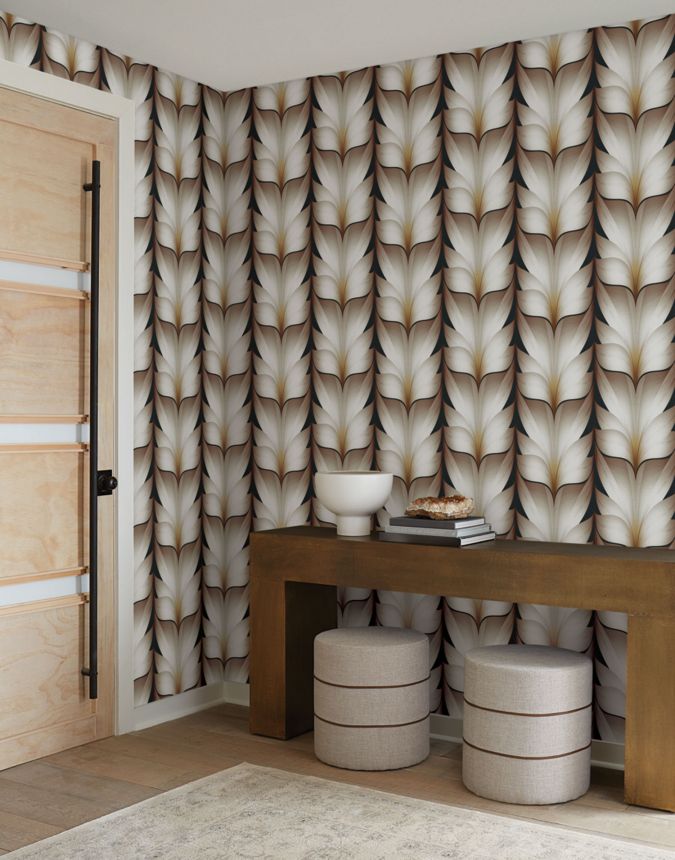 Hnědo-černá geometrická vliesová tapeta na zeď, EV3954, Candice Olson Casual Elegance, York