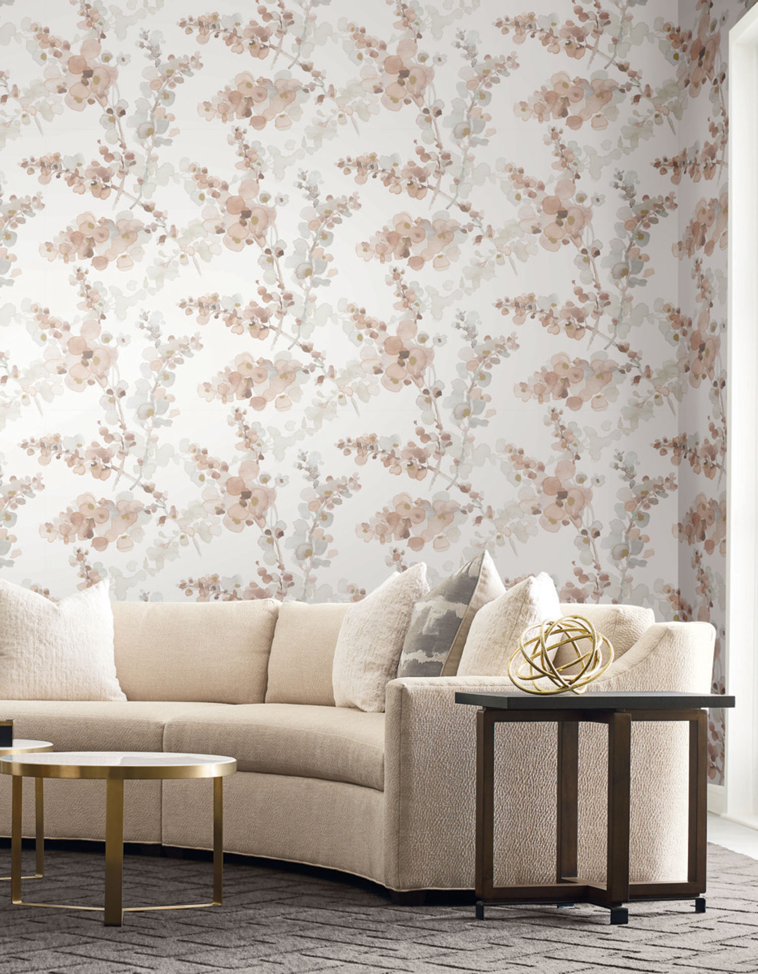 Hnědo-šedá květinová vliesová tapeta na zeď, EV3975, Candice Olson Casual Elegance, York