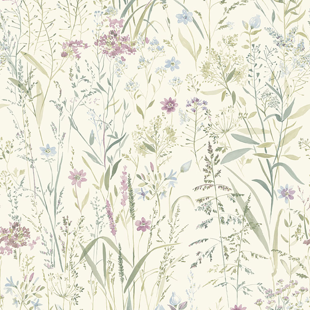 Krémová vliesová tapeta na zeď, luční květiny a trávy, UR3310, Universe 4, Grandeco