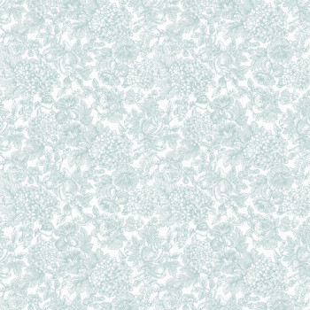 Tyrkysovo-bílá vliesová květinová tapeta na zeď, 119860, Laura Ashley 3