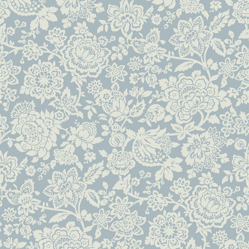 Modro-bílá vliesová květinová tapeta na zeď, 121073, Laura Ashley 3