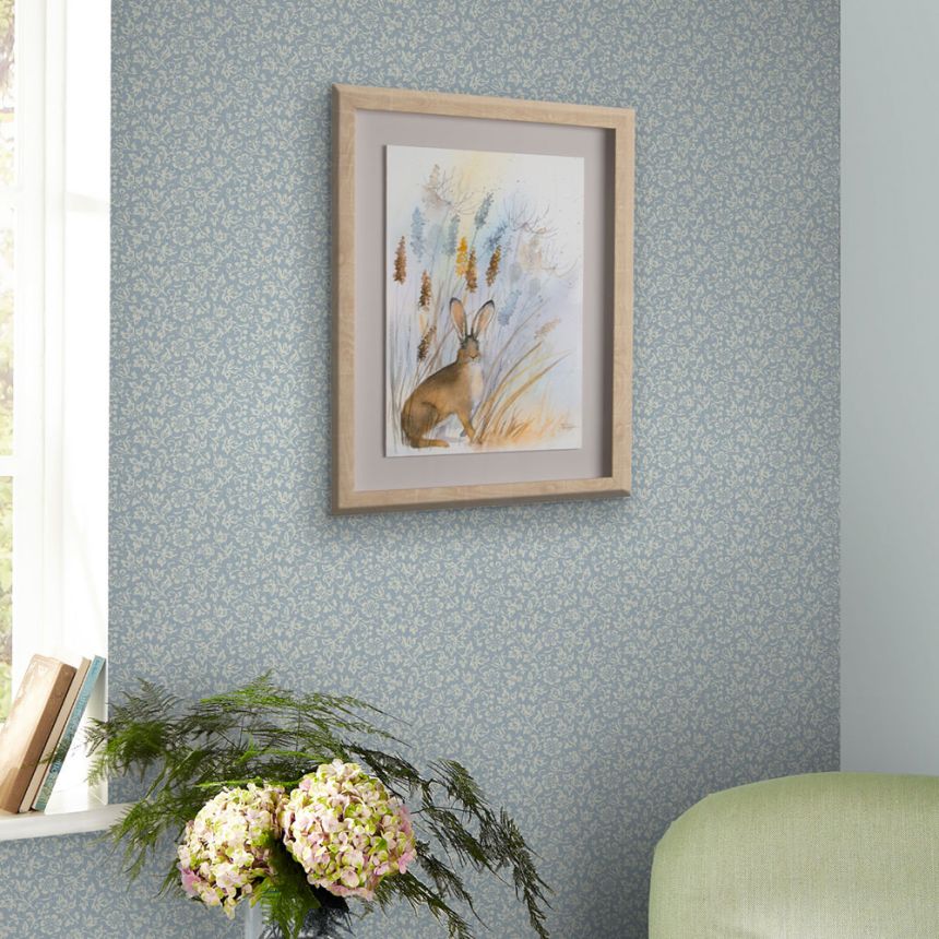 Modro-bílá vliesová květinová tapeta na zeď, 121078, Laura Ashley 3