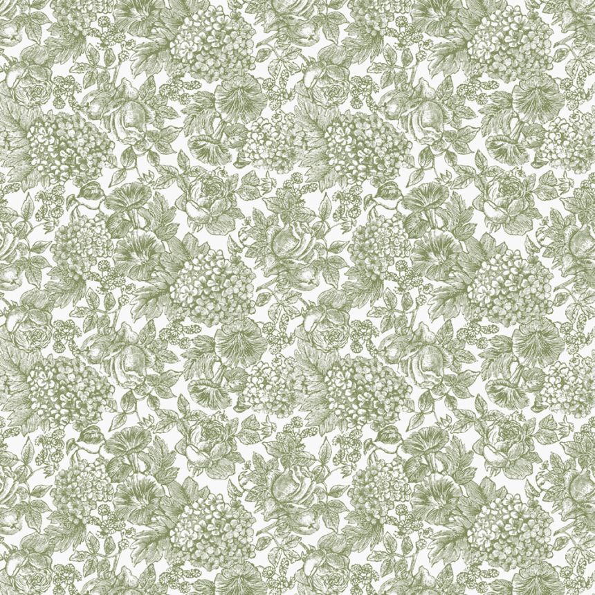 Bílo-zelená vliesová květinová tapeta na zeď, 121080, Laura Ashley 3